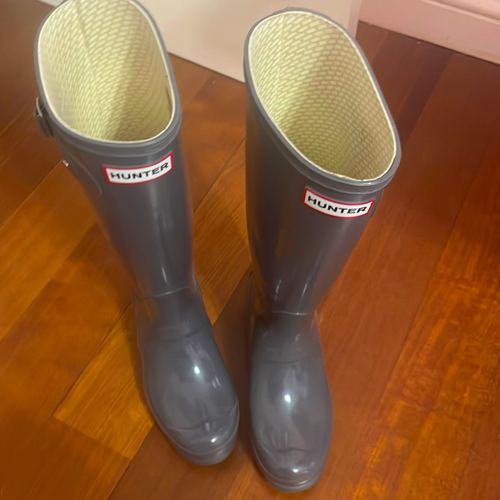 Practically brand new  grey Hunter boots